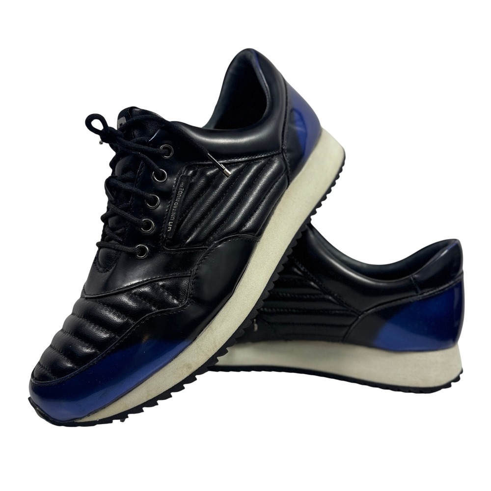 United Nude Sneakers Mens 9 Black Blue Quilted Leather Low‎ Top Shoes
